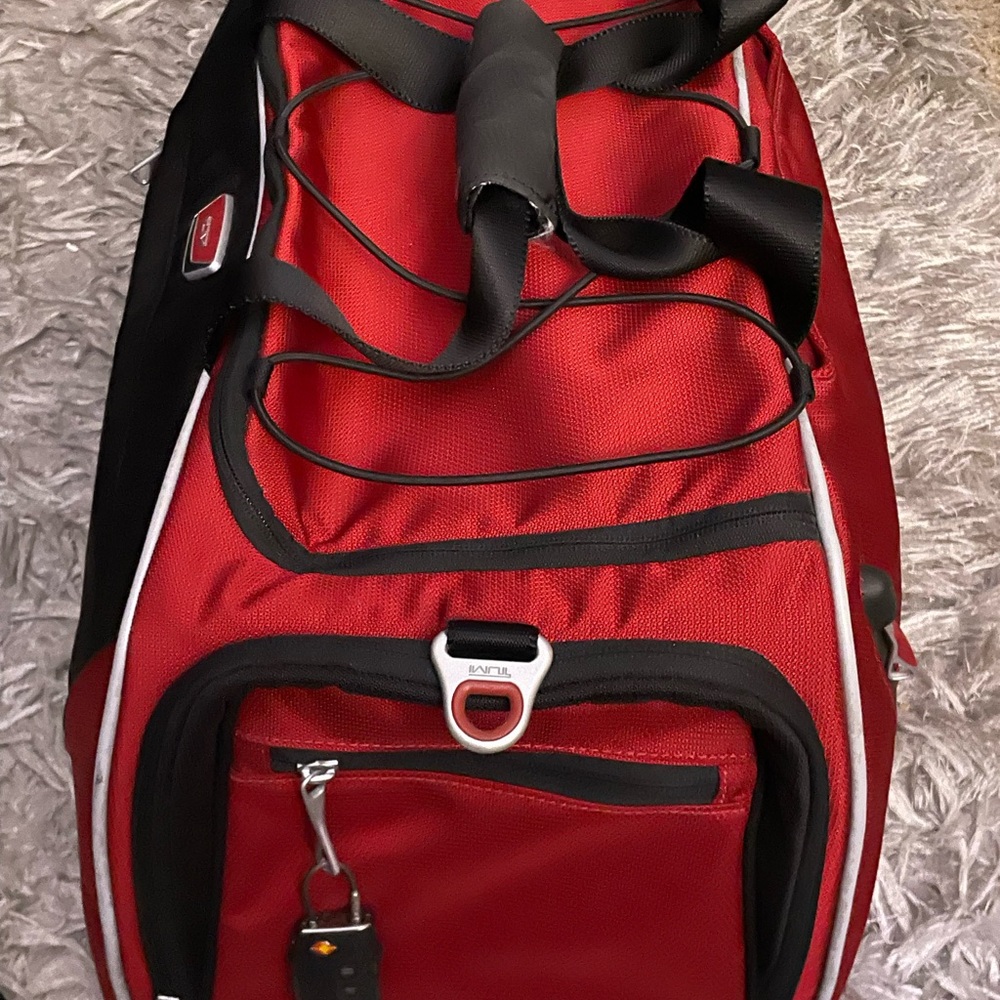 Tumi Ducati Black and Red Duffel Bag and carry on suit case.RARE HARD TO FIND - Picture 8 of 16